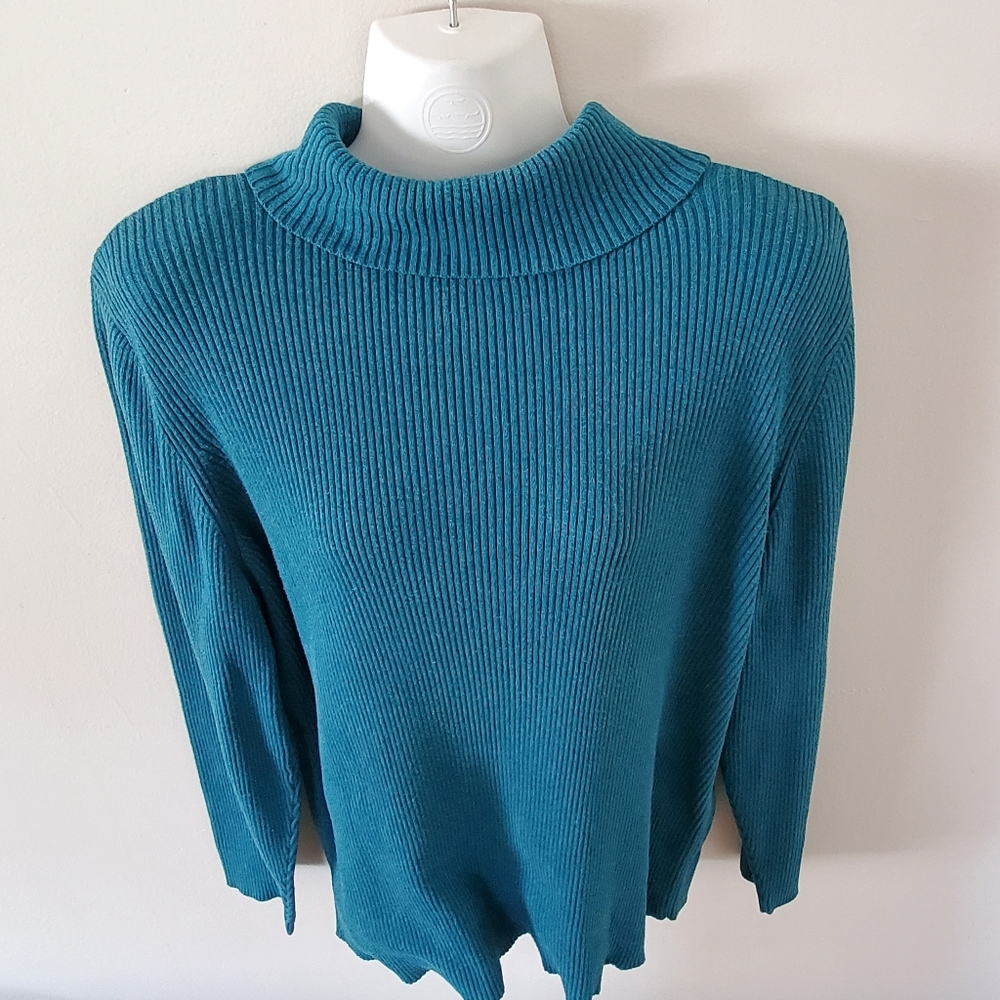 Lane Bryant Teal Turtleneck - Picture 2 of 7